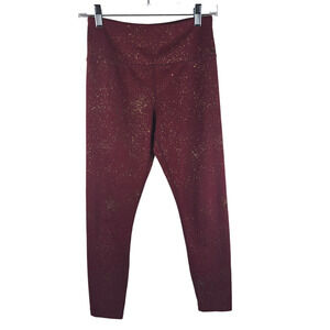 Zyia Maroon Gold Flakes Atheltic Hiking Atheisure Leggings Women's 6/8